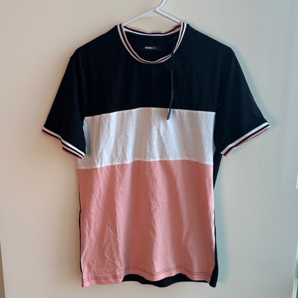 Fashion Nova Black, White, and Pink Short Sleeve Tee